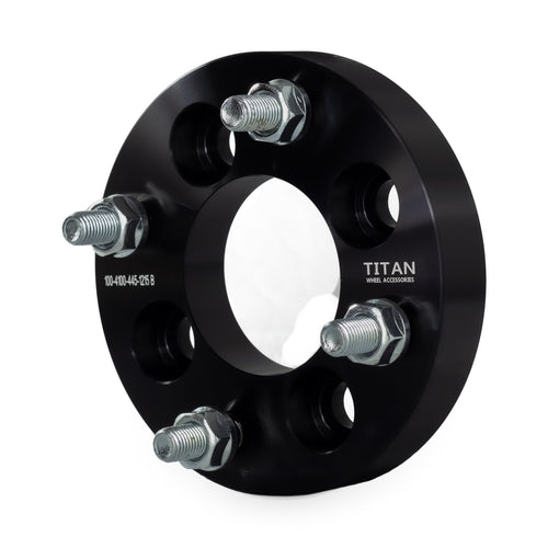 1" (25mm) 4x100 to 4x114.3 Wheel Adapters for Honda Civic Acura Integram Mazda Miata — front three-quarter view