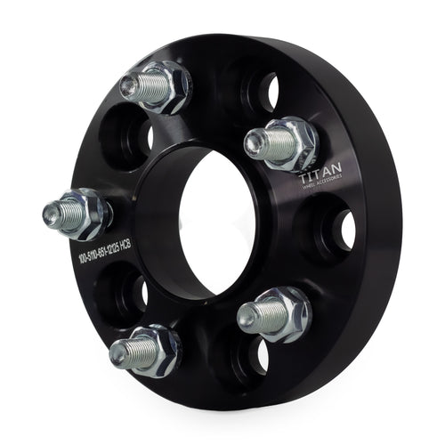 1" (25mm) Wheel Spacers for Jeep Cherokee Renegade | 5x110 | 65.1 Hubcentric |12x1.25 Studs — front three-quarter view