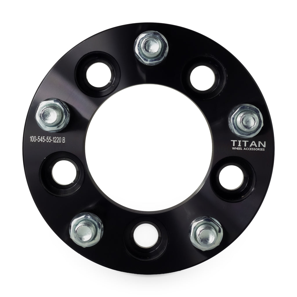 1" (25mm) 5x4.5 (5x114.3) To 5x5 Wheel Adapters | 1/2x20 Studs — front view