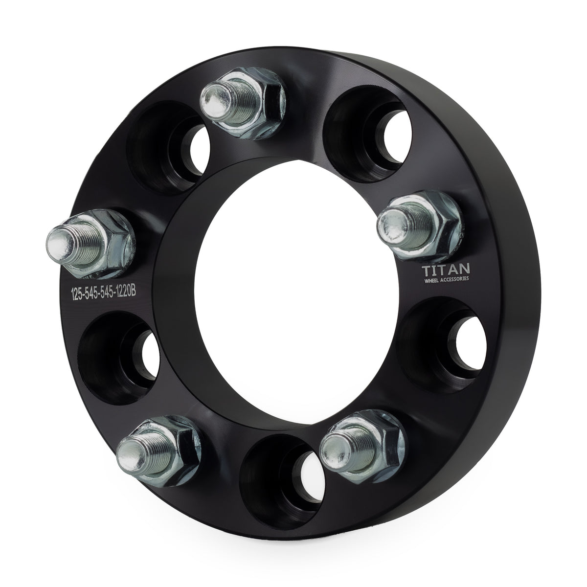 1.25" (32mm) Wheel Spacers for Jeep Wrangler TJ YJ XJ KJ | 5x4.5 (5x114.3) | 1/2x20 Studs — front three-quarter view