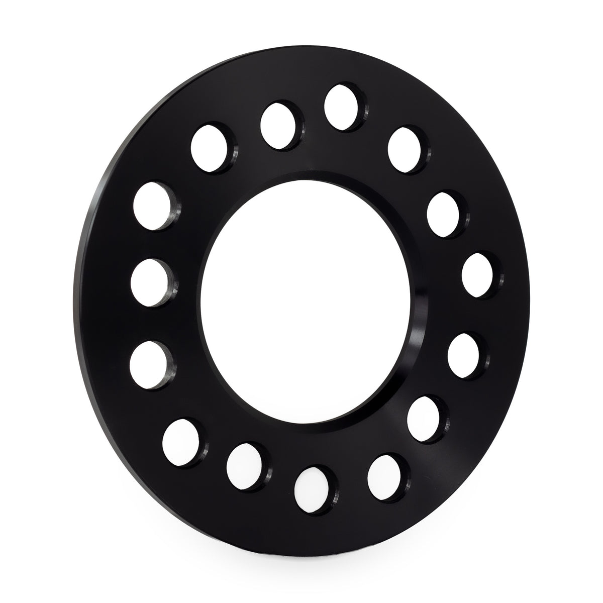 1/4 Inch 5 Lug 5x4.5 5x4.75 & 5x5 Billet Aluminum Wheel Spacers — rear three-quarter view