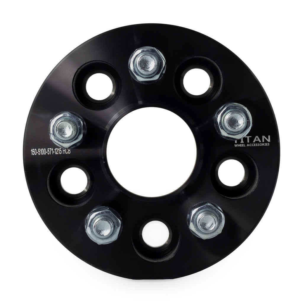 38mm (1.5") Wheel Spacers | 5x100 | 57.1 Hubcentric |12x1.5 Studs — front view
