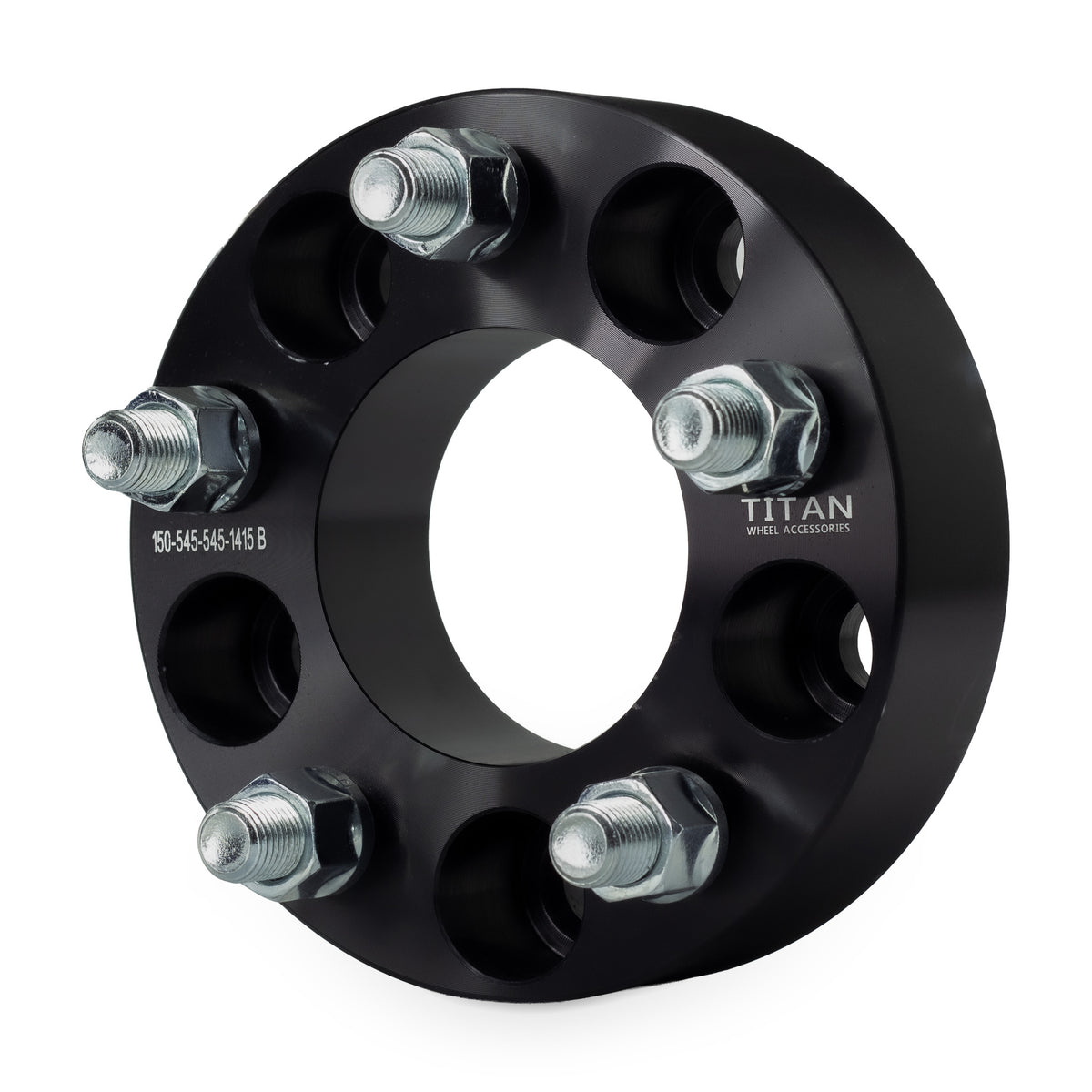 1.5" (38mm) Wheel Spacers for Chrysler 300 Dodge Challenger Charger Ferrari | 5x4.5 (5x114.3) — front three-quarter view
