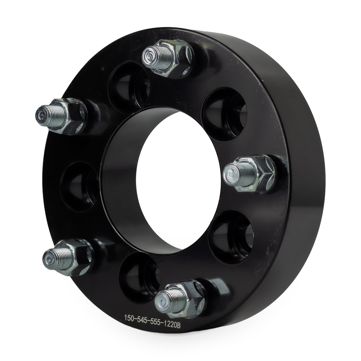 1.5" (38mm) 5x4.5 (5x114.3) To 5x5.5 (5x139.7) Wheel Adapters | 1/2x20 Studs — front three-quarter view