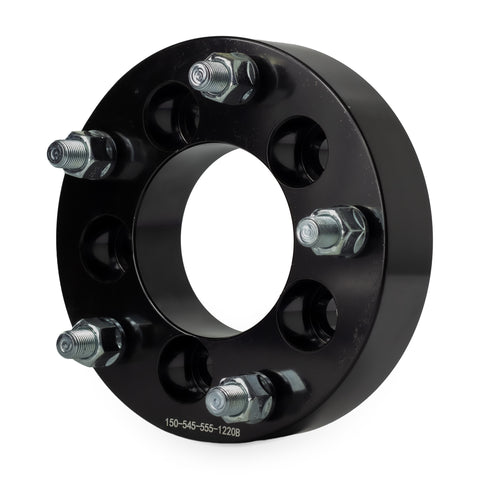 1.5" (38mm) 5x4.5 (5x114.3) To 5x5.5 (5x139.7) Wheel Adapters | 1/2x20 Studs — front three-quarter view