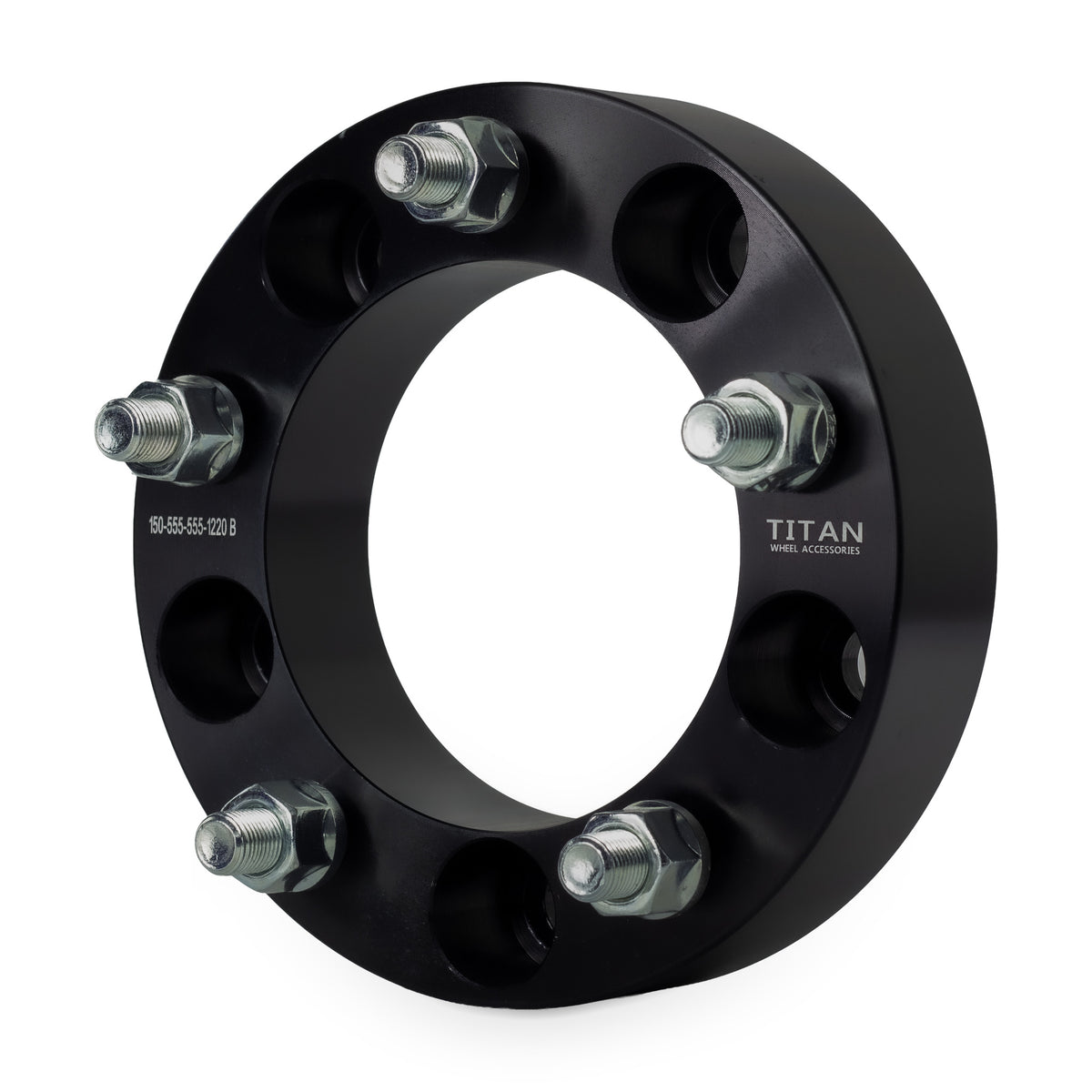1.5" (38mm) Wheel Spacers for Dodge Ram 1500 Ford F100 Bronco Jeep CJ | 5x5.5 (5x139.7) — front three-quarter view