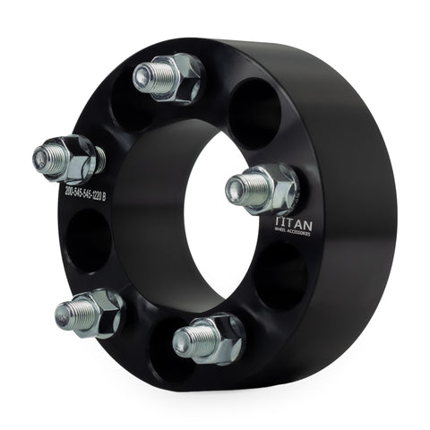 2" (50mm) Wheel Spacers for Ford Mustang Edge Ranger Explorer | 5x4.5 (5x114.3) | 1/2x20 Studs — front three-quarter view