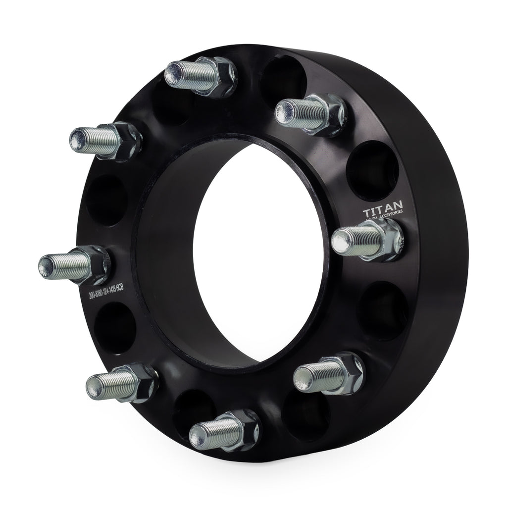 2" (50mm) Wheel Spacers for Chevy Silverado GMC Sierra 2500 3500 | 8x180 | 124.1 Hubcentric — front three-quarter view