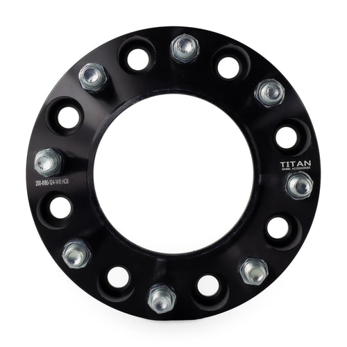 2" (50mm) Wheel Spacers for Chevy Silverado GMC Sierra 2500 3500 | 8x180 | 124.1 Hubcentric |14x1.5 Studs — front view