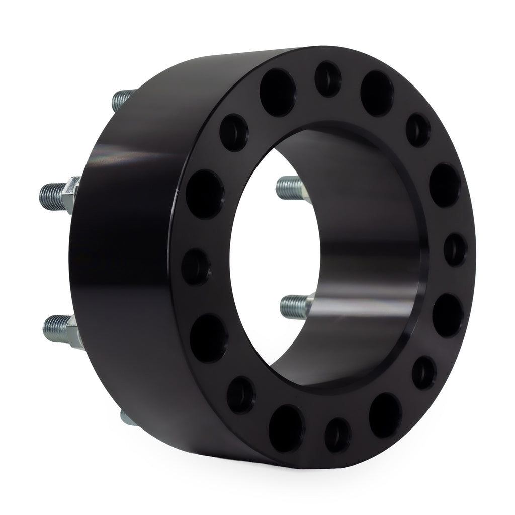 3" (75mm) Wheel Spacers for Chevy Silverado 2500 3500 | 8x6.5 | 14x1.5 Studs — rear three-quarter view