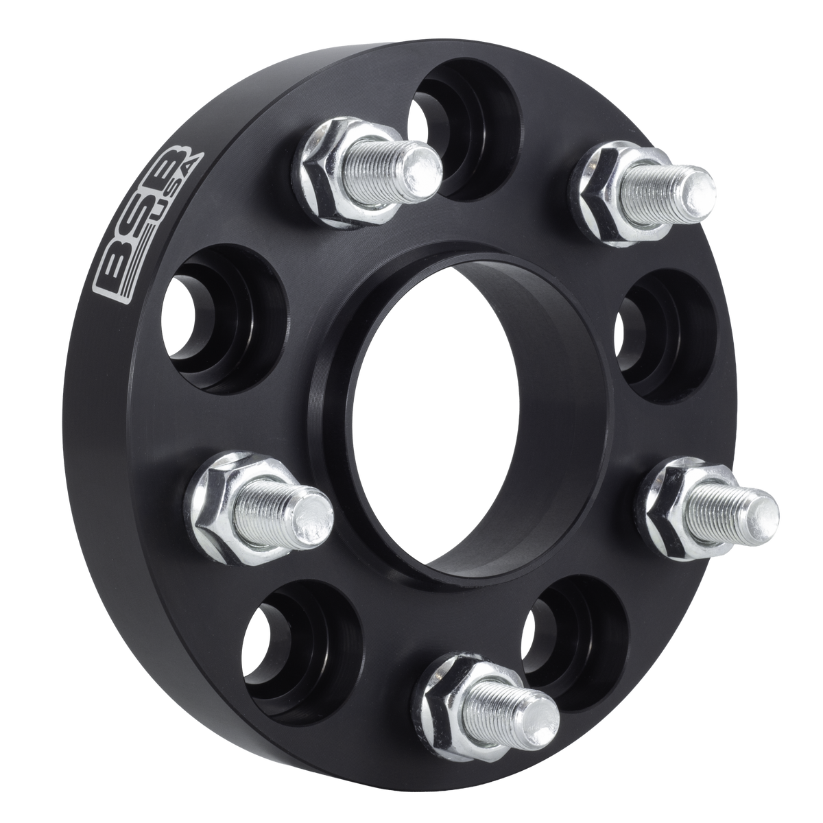 American Made 1.5" 5x4.5 Wheel Spacers For Ford Mustang Explorer ST - Hubcentric, 70.5mm Hub, 14x1.5 Studs, Black, Made in