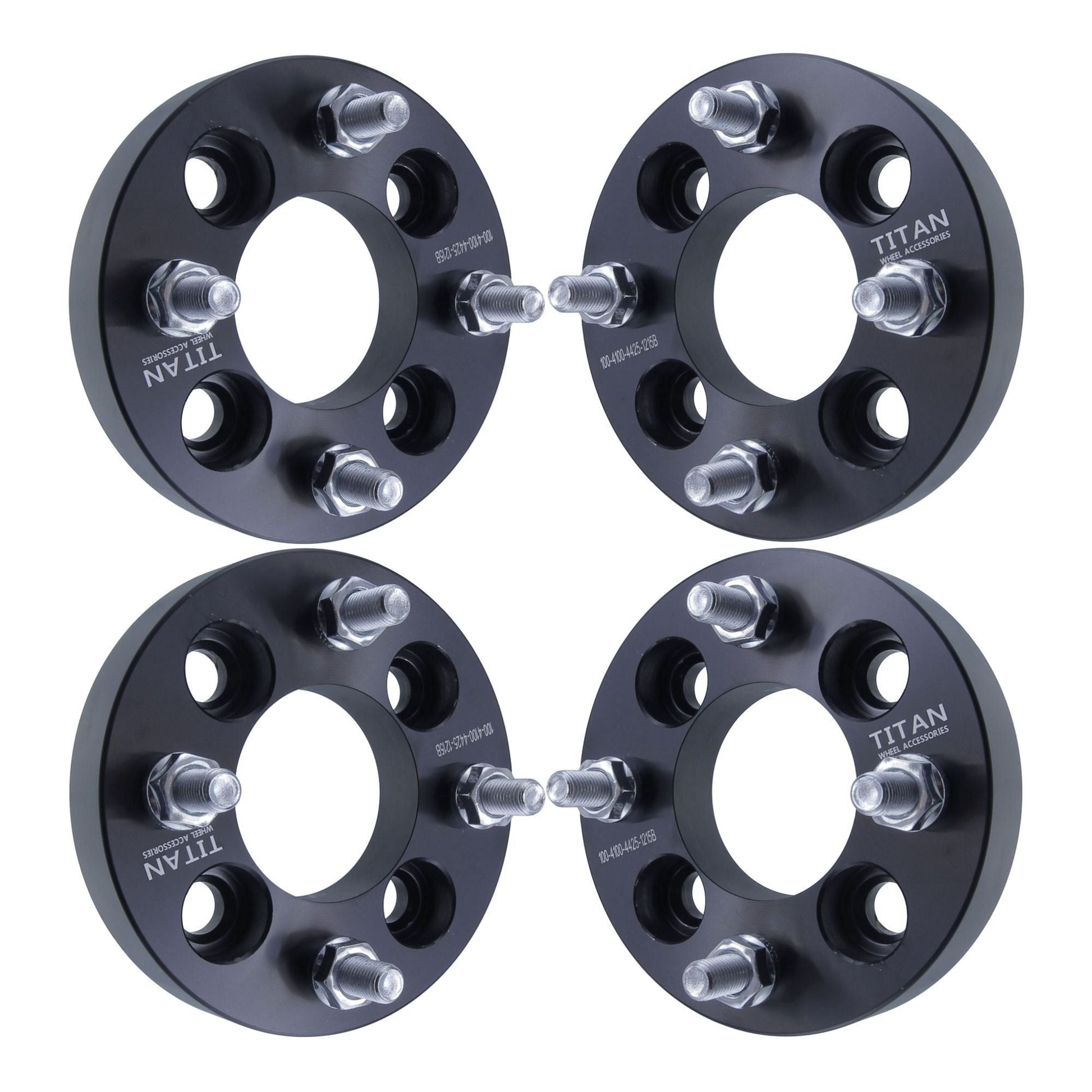 1" (25mm) Titan 4x100 to 4x108 Wheel Adapters for Acura Mazda | 12x1.5 Studs | Set of 4 | Titan Wheel Accessories