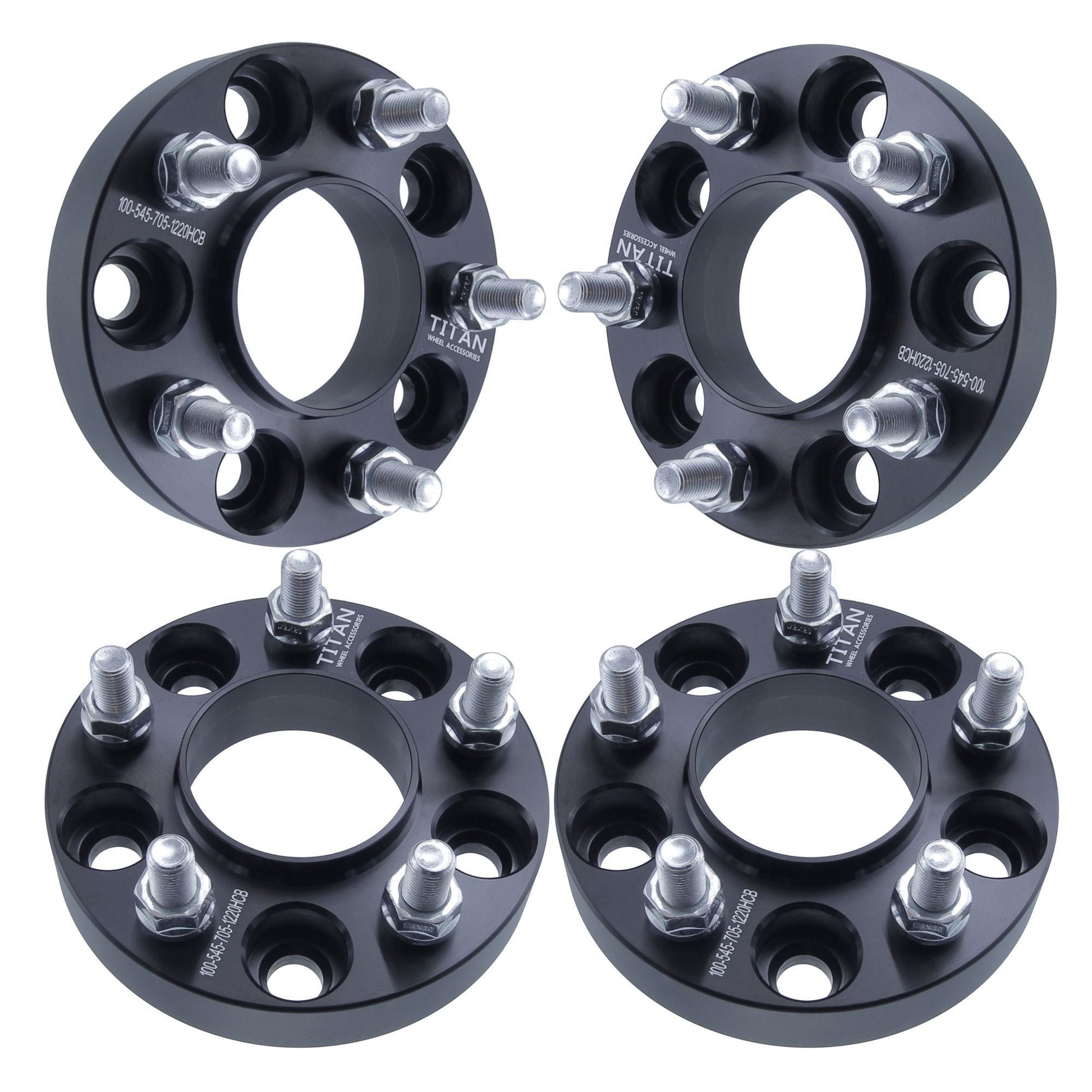 1.25" (32mm) Titan Wheel Spacers for Ford Mustang Ranger Edge Explorer | 5x4.5 (5x114.3) | 70.5 Hubcentric |1/2x20 Studs |  Set of 4 | Titan Wheel Accessories