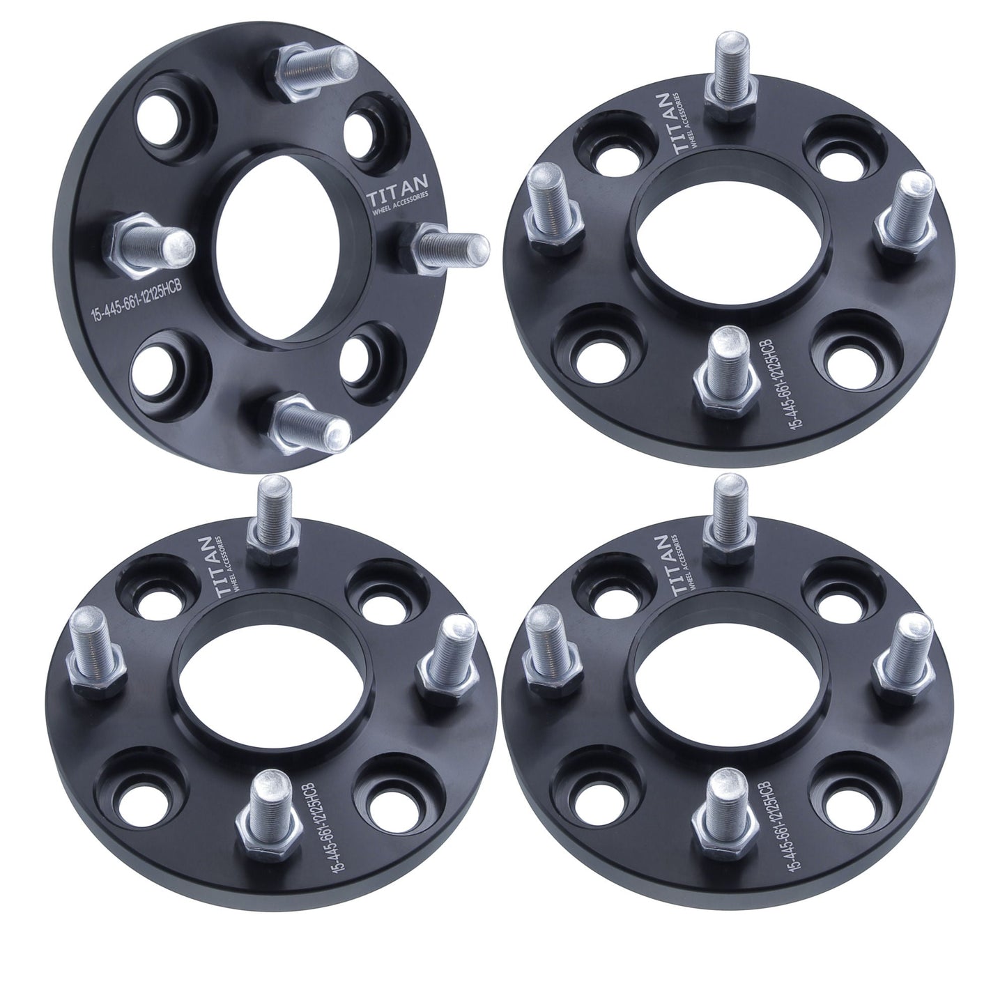15mm Titan Wheel Spacers for Infiniti G20 Nissan 240SX Altima Sentra | 4x114.3 (4x4.5) | 66.1 Hubcentric | 12x1.25 Studs | Set of 4 | Titan Wheel Accessories