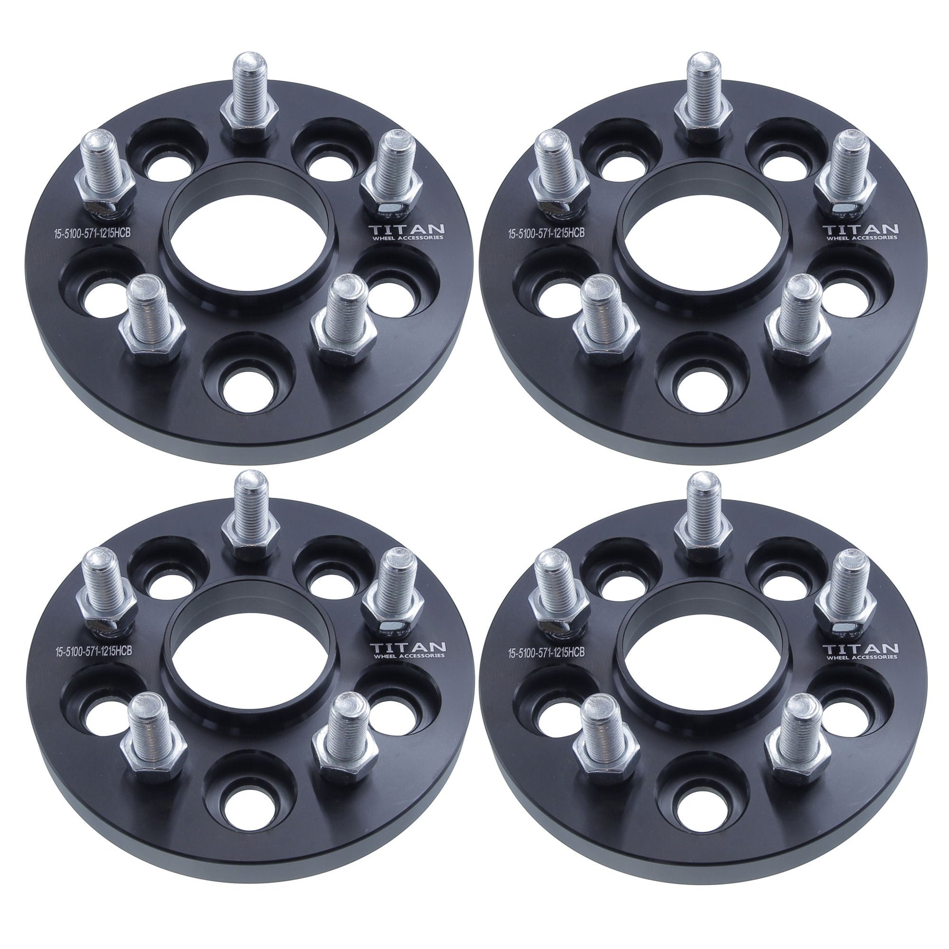 15mm Titan Wheel Spacers for Chrysler Sebring Neon Pontiac Grand Am | 5x100 | 57.1 Hubcentric |12x1.5 Studs |  Set of 4 | Titan Wheel Accessories