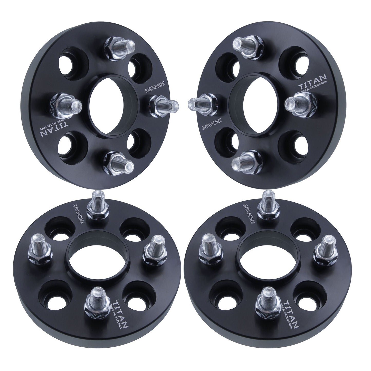 20mm Titan Wheel Spacers for Honda EF EG EK EP Civic | 4x100 | 56.1 Hubcentric |12x1.5 Studs |  Set of 4 | Titan Wheel Accessories