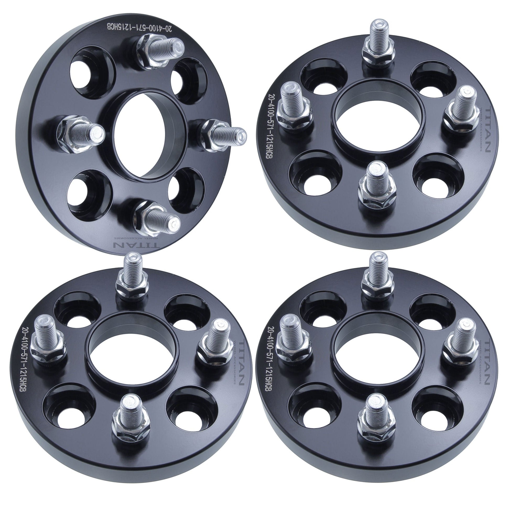 15mm Titan Wheel Spacers for Chevy Cobalt Dodge Neon | 4x100 | 57.1 Hubcentric | 12x1.5 Studs | Set of 4 | Titan Wheel Accessories