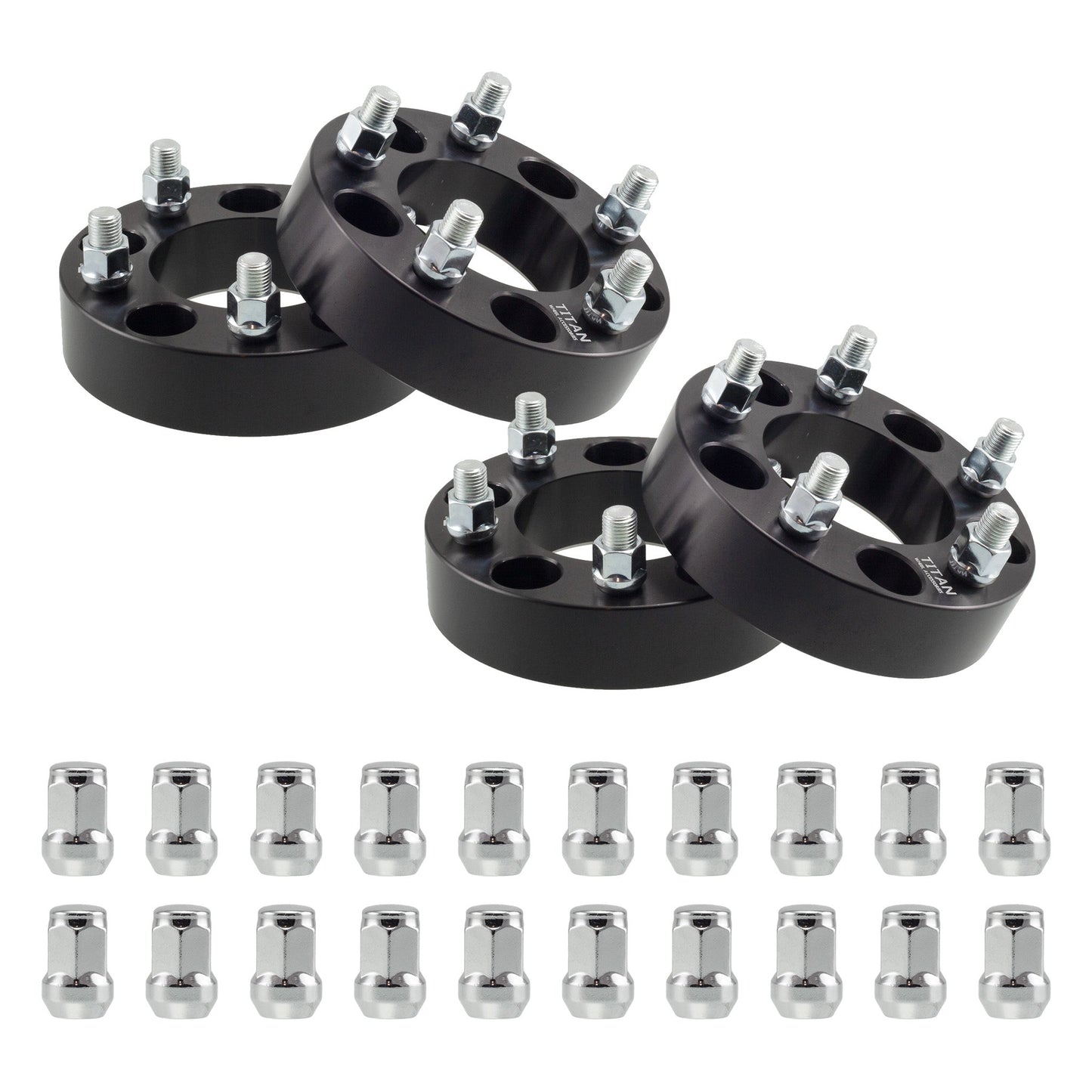 2" (50mm) Titan 5x4.5 To 5x5 Wheel Adapters |JK Wheels onto TJ YJ | 71.5 Hubcentric | 1/2x20 Studs | Titan Wheel Accessories
